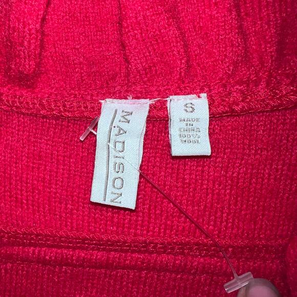 Madison 100% Wool Red Ruffled Jacket Trench Coat Women's Size Small - Picture 5 of 8